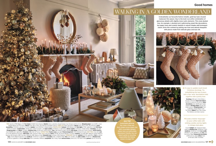 Good Housekeeping Magazine December 2024 Walking in a golden wonderland