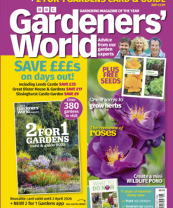 bbc gardeners world magazine may 2025 with 2 for 1 gardens card and guide cover